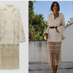 Zara Embroidered Macrame Dress. Limited Edition. N/Tags.